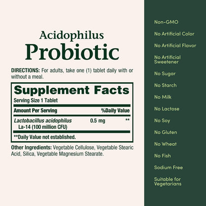 Acidophilus Probiotic, 120 tabletas, Nature's Bounty
