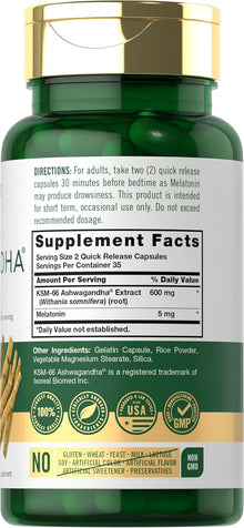 KSM-66 Ashwagandha, 70 capsulas de 600mg, Carlyle