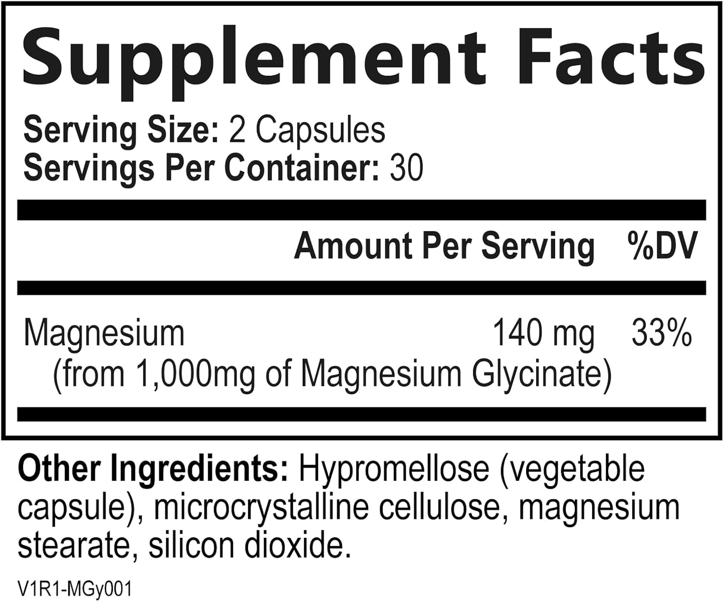 Built By Nature, Glicinato de Magnesio 100% quelado, 60 Capsulas vegetales de 1000 mg