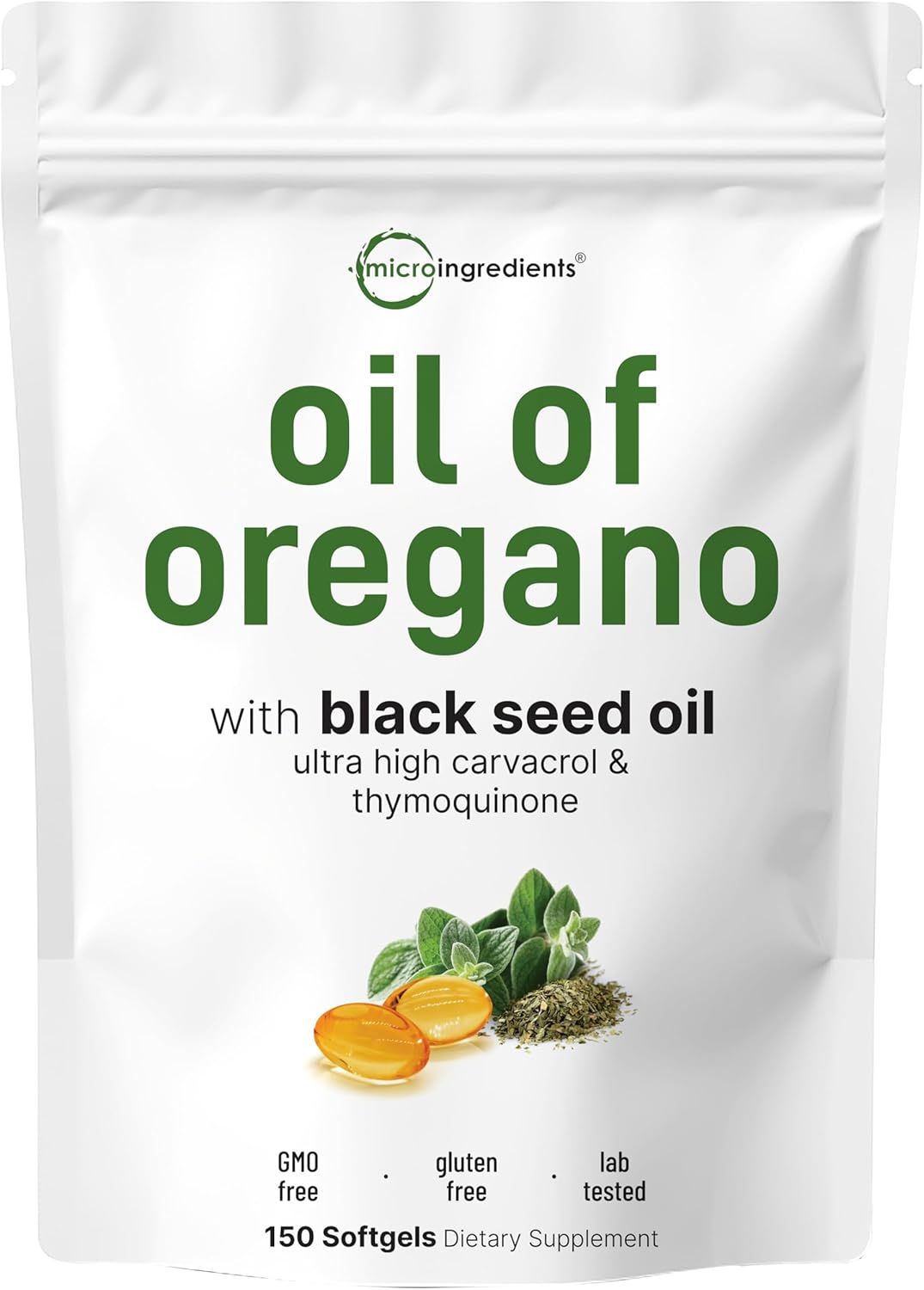 micro ingredients, aceite de oregano con Aceite de semilla negra, 150 Capsulas
