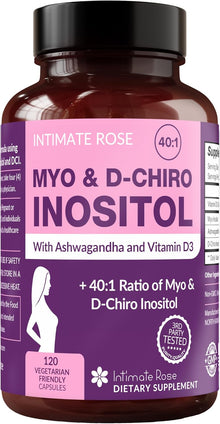 Myo & D-chiro inositol con ashwagandha y vitamina D3 120 capsulas de 2000 mg Intimate Rose