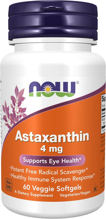 Now Foods, Astaxantina de 4mg, 60 Capsulas blandas | Suplemento para la salud ocular