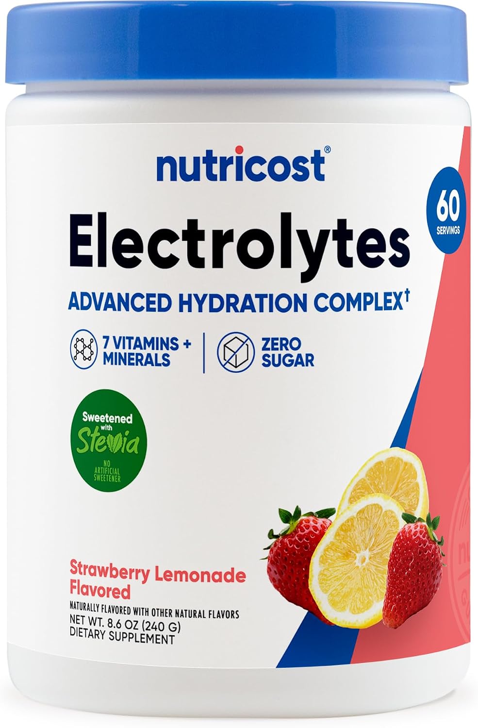 Polvo Complejo de Electrolitos (Limonada de Fresa) 60 Serv - Nutricost