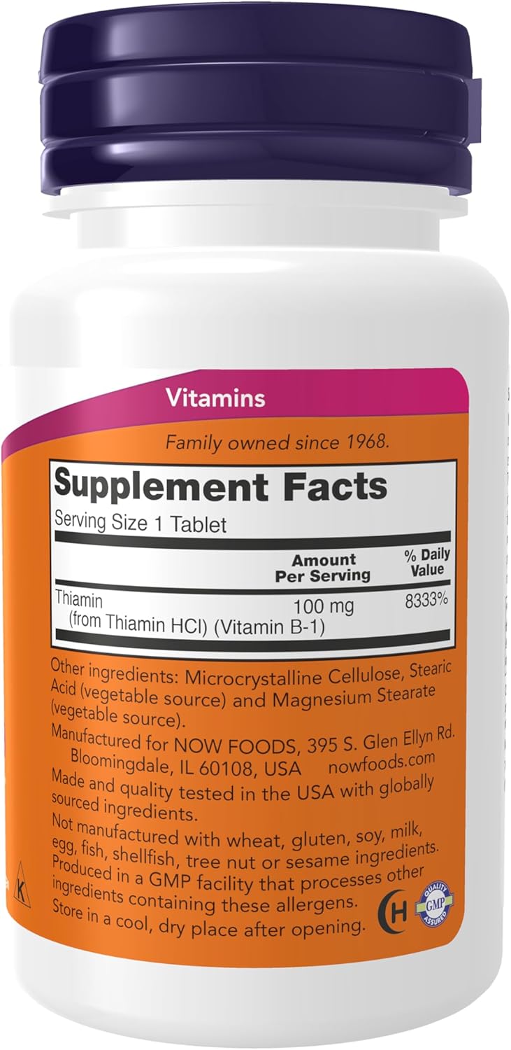 Vitamina B-1 | 100 tabletas de 100 mg | NOW Foods