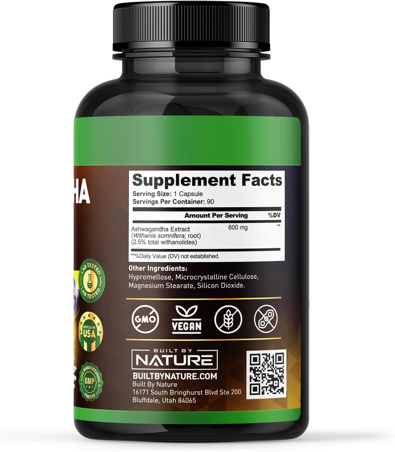 Ashwagandha extra fuerte | 90 Capsulas de 600 mg | Built by Nature