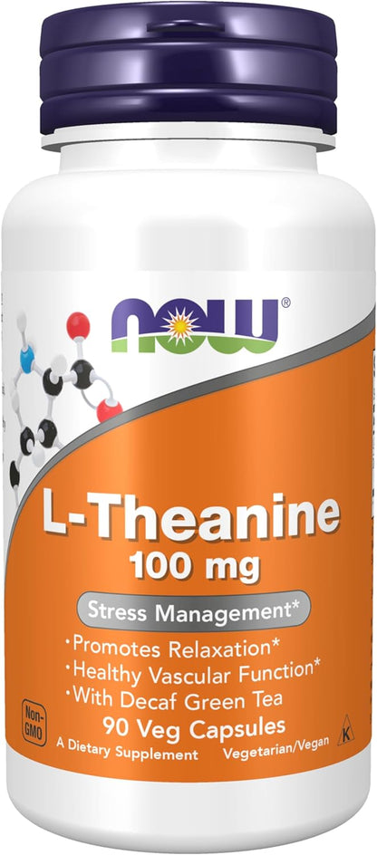 Now Foods, L-teanina, 100mg por servicio, 90 Capsulas veganas
