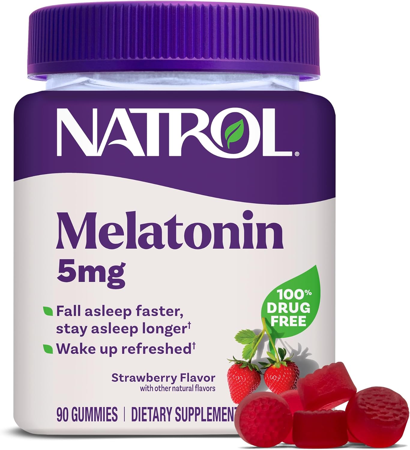 Natrol, Melatonina de 5 mg, 90 Gomitas con sabor a fresa