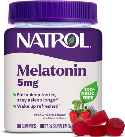 Natrol, Melatonina de 5 mg, 90 Gomitas con sabor a fresa