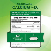 Nature's Truth, Calcio de 1200 mg con Vitamina D3 de 5000 IU, 60 Capsulas