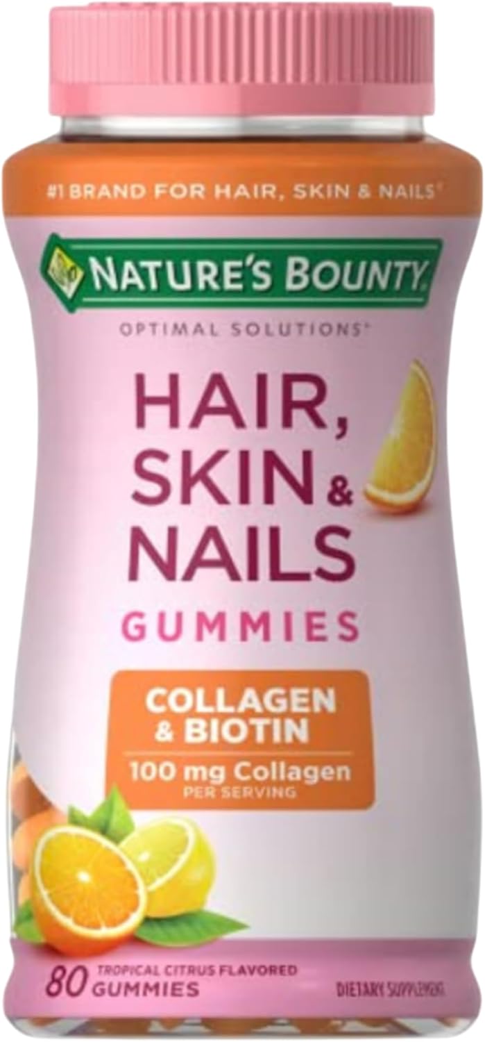 Nature's Bounty, Gomitas de biotina y colágeno, para el cabello, la piel y las uñas, 80 unidades