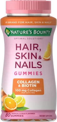 Nature's Bounty, Gomitas de biotina y colágeno, para el cabello, la piel y las uñas, 80 unidades
