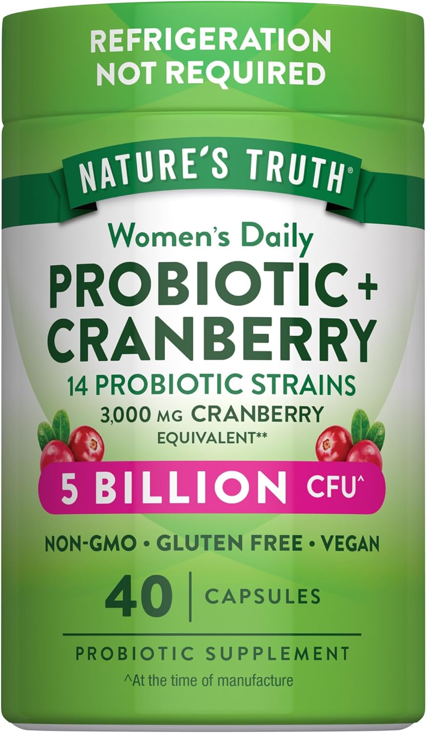 Nature's Truth, Probióticos para mujeres + Cranberry, 5 mil millones de CFU, 40 Capsulas
