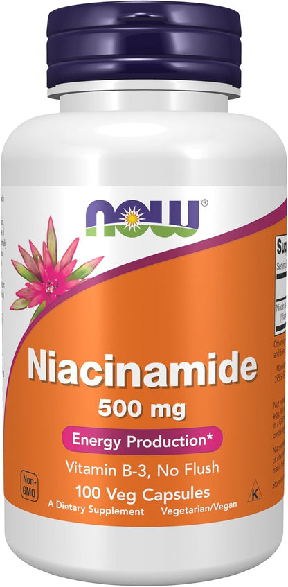 Niacinamida, 100 Capsulas de 500 mg, NOW Foods Suplementos