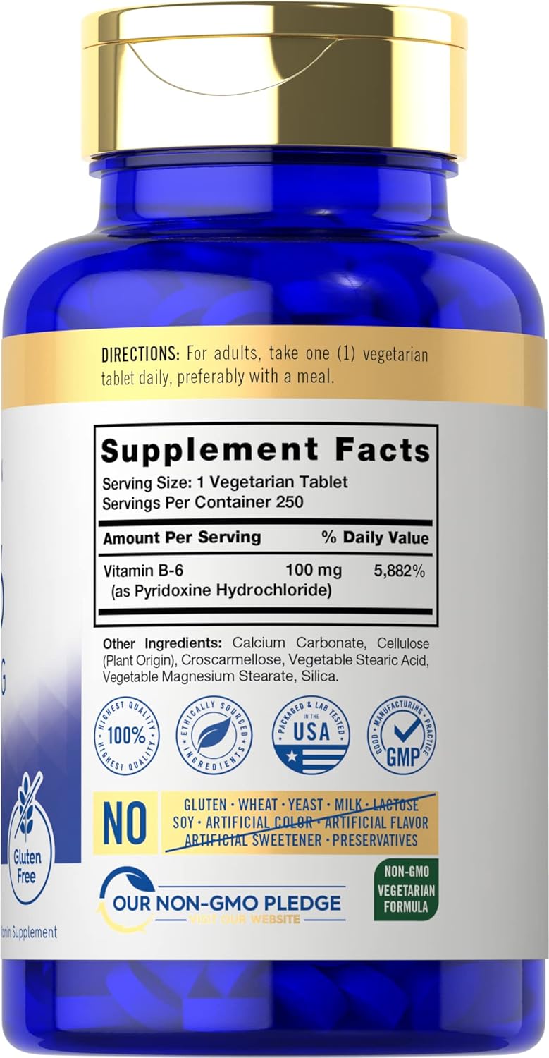 Carlyle, Vitamina B6 de 100 mg, 250 Tabletas