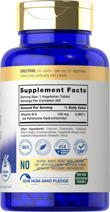 Carlyle, Vitamina B6 de 100 mg, 250 Tabletas
