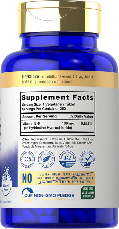 Carlyle, Vitamina B6 de 100 mg, 250 Tabletas