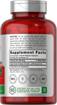 Horbäach, Vinagre de manzana, 2400 mg, 150 Capsulas