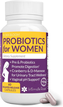 Probiotico femenino con Cranberry + D-Mannose | 60 Capsulas | Ayuda a equilibrar el pH vaginal | Intímate Rose