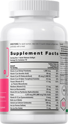 Multivitamínico prenatal con DHA para mujer - 70 cápsulas blandas - Horbäach