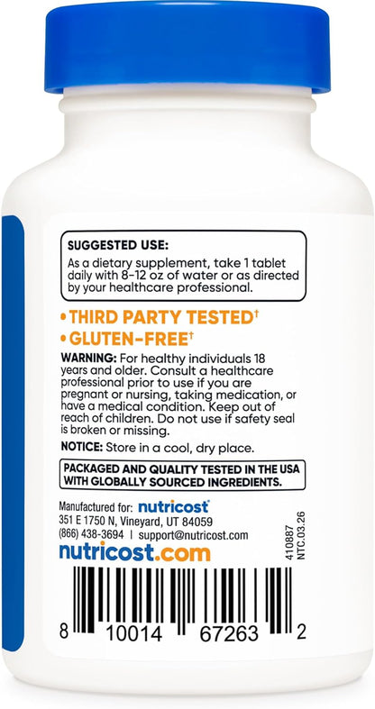 Nutricost, Yodo natural de 325mcg, 240 Tabletas