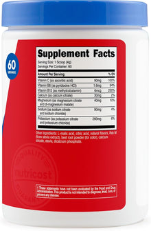 Nutricost, Electrolitos en polvo, 60 Servicios de Vitaminas y minerales