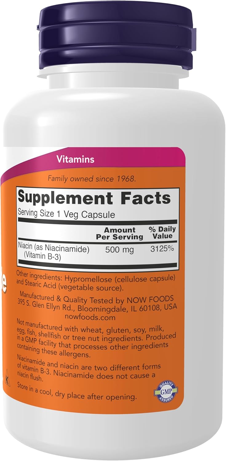 Niacinamida, 100 Capsulas de 500 mg, NOW Foods Suplementos