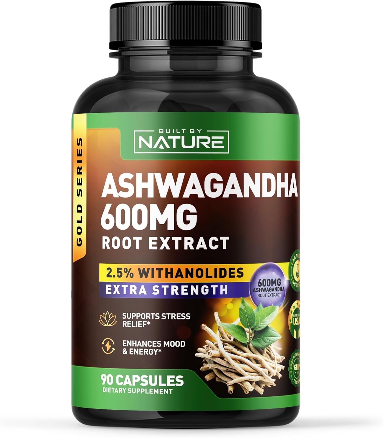 Ashwagandha extra fuerte | 90 Capsulas de 600 mg | Built by Nature