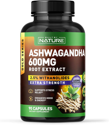 Ashwagandha extra fuerte | 90 Capsulas de 600 mg | Built by Nature