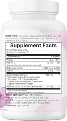 Micro Ingredients, Multi colágeno completo, 5 tipos de colágeno en 1 con péptidos, 240 capsulas