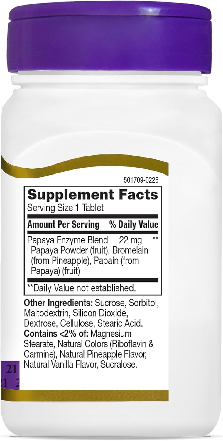 Papaya Enzyme, 100 Tabletas, 21st Century