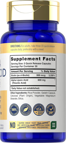 Ácido alfa lipoico | 90 capsulas de 600 mg | Carlyle