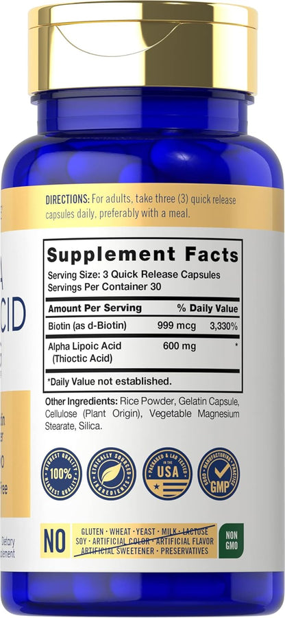 Ácido alfa lipoico | 90 capsulas de 600 mg | Carlyle