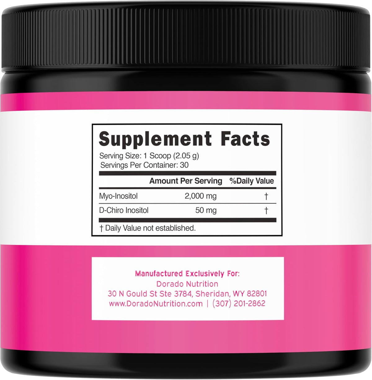 Suplemento de Myo & D-Chiro Inositol en Polvo - 30 Servicios de 2050mg, 40:1, Dorado Nutrition
