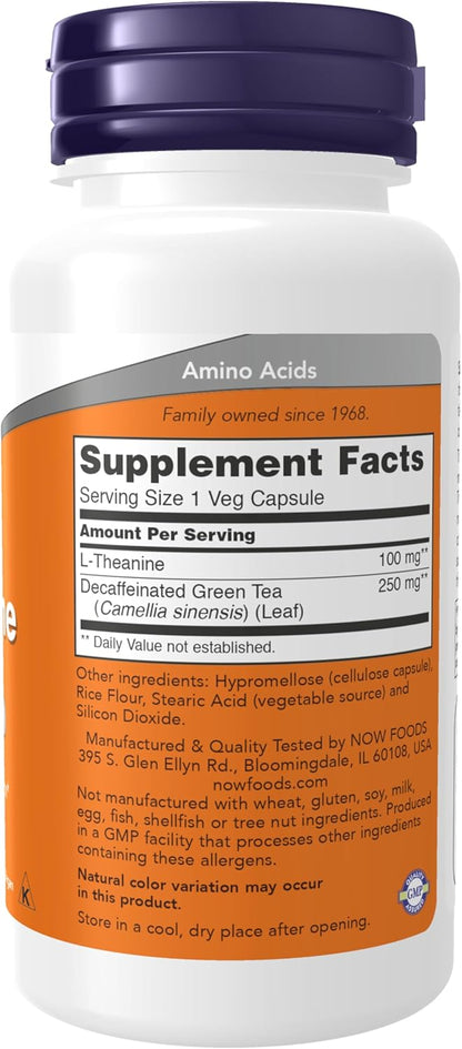 Now Foods, L-teanina, 100mg por servicio, 90 Capsulas veganas