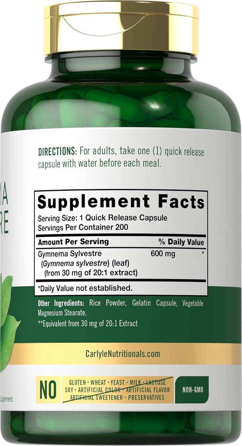 Gymnema Sylvestre | 200 capsulas de  600 mg | Carlyle