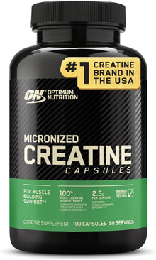 Optimum Nutrition, creatina monohidratada micronizada, 2500mg por servicio, 100 capsulas