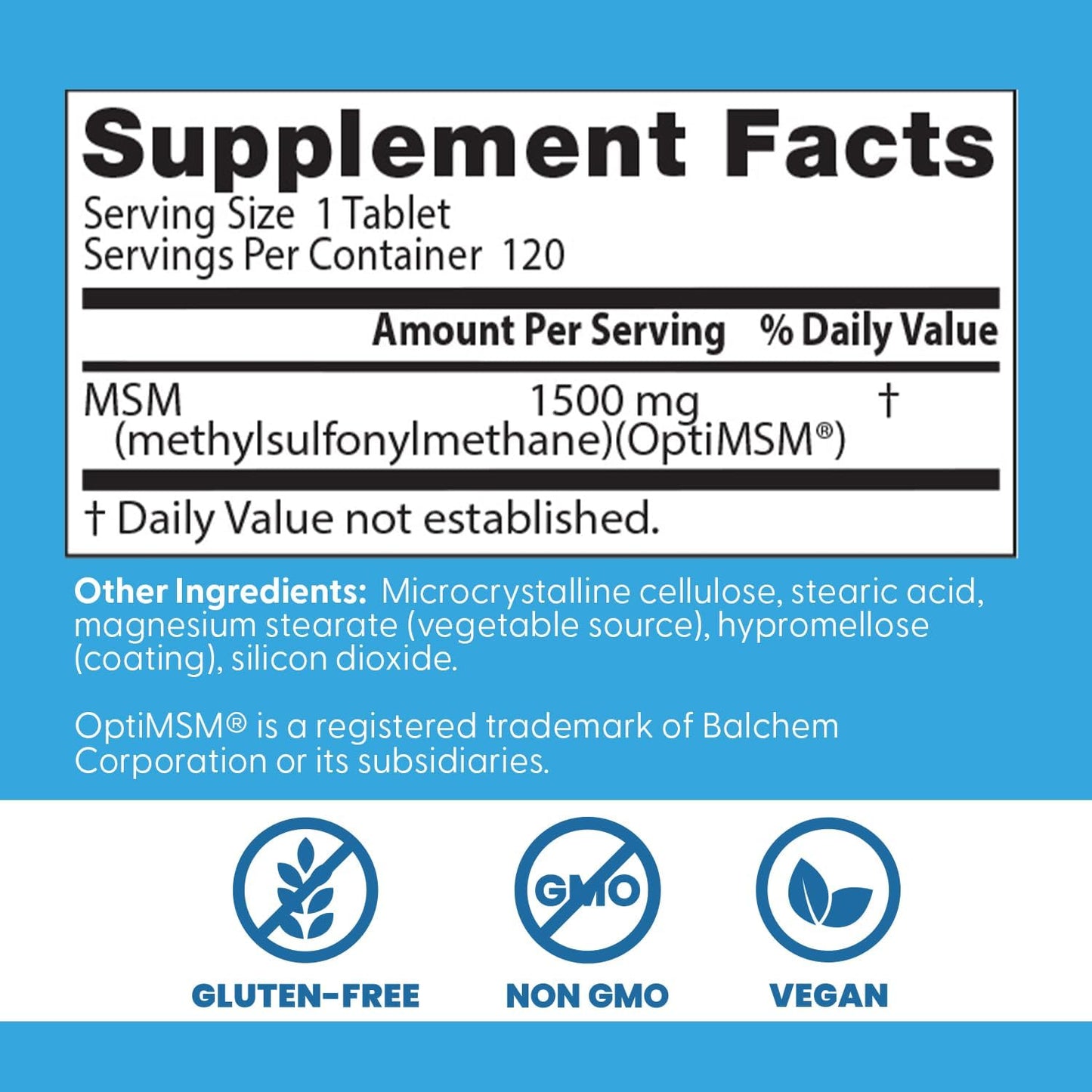 MSM, 120 Tabletas de 1,500mg, Doctors Best
