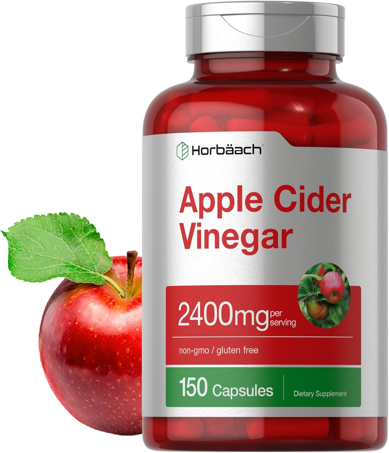 Horbäach, Vinagre de manzana, 2400 mg, 150 Capsulas