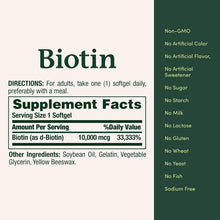 Biotina para el cabello, las uñas y la piel | 120 capsulas de 10,000 mcg | Nature's Bounty