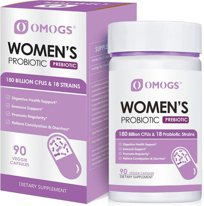 OMOGS, Probiotico femenino, 180 mil millones de CFUS, 18 Cepas, 90 Capsulas