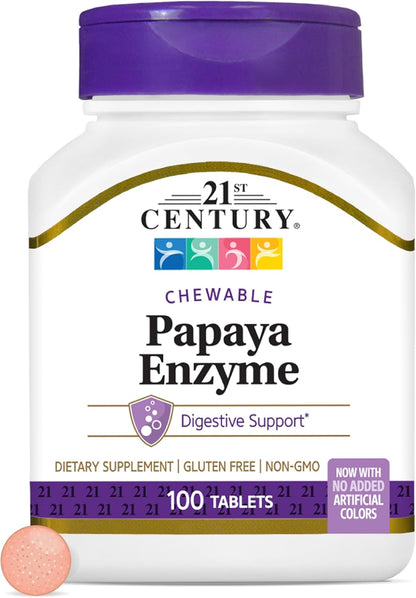 Papaya Enzyme, 100 Tabletas, 21st Century