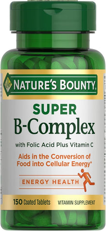 Nature's Bounty, Super Complejo B con Vitamina c y Acido folico, 150 Tabletas de rapida absorción