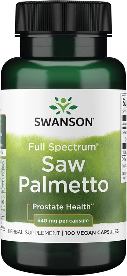 Saw Palmetto suplemento herbal que ayuda a la salud de la prostata | 100 capsulas de 540 mg | Swanson