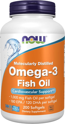 Omega-3 Fish Oil, 200 capsulas 1,000mg, NOW Foods