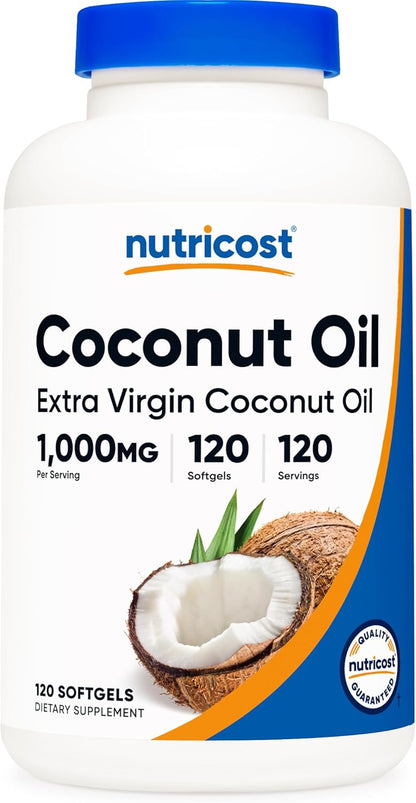 Aceite de coco en capsulas | 120 Capsulas blandas de 1000 mg | Nutricost