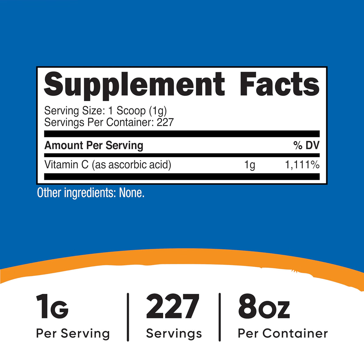 Vitamina C en polvo - 1G por porción - Nutricost