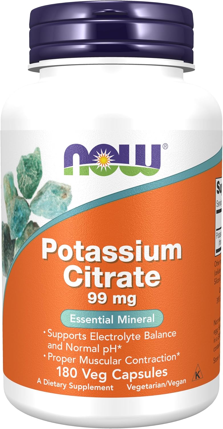 Now Foods, Citrato de potasio, 90mg por servicio, 180 capsulas