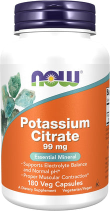 Now Foods, Citrato de potasio, 90mg por servicio, 180 capsulas