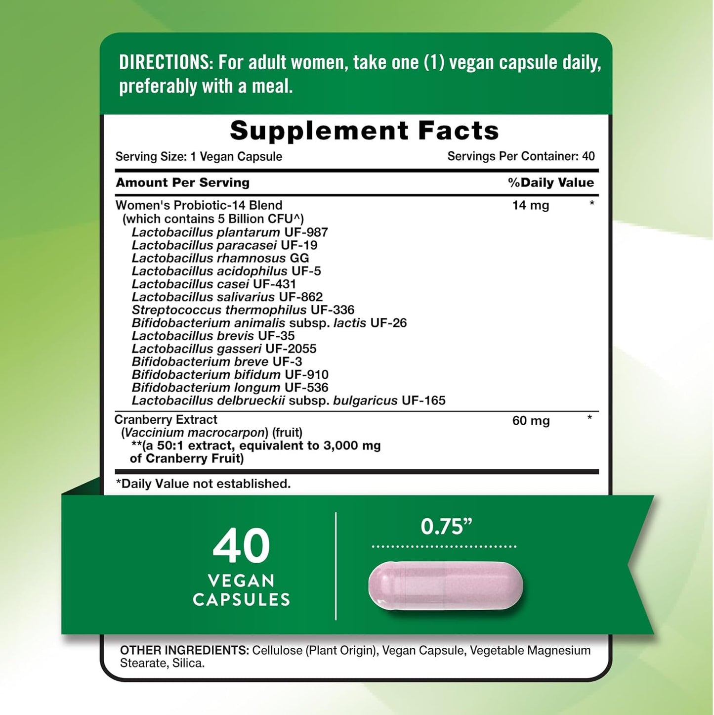 Nature's Truth, Probióticos para mujeres + Cranberry, 5 mil millones de CFU, 40 Capsulas