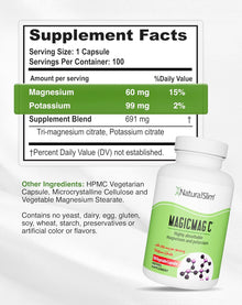 Naturalslim, Magicmag C, Contiene citrato de magnesio y citrato de potasio, 100 capsulas